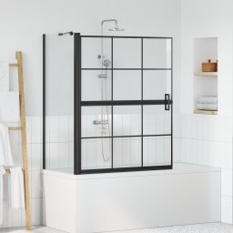 vidaXL Bad Douchescreen Zwart en transparant 100 x 68 x 128 cm