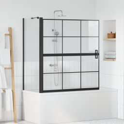 vidaXL Bad Douchescreen Zwart en transparant 116 x 68 x 128 cm