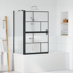 vidaXL Bad Douchescreen Zwart en transparant 80 x 68 x 128 cm