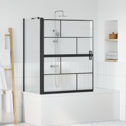 vidaXL Bad Douchescreen Zwart en transparant 100 x 68 x 128 cm