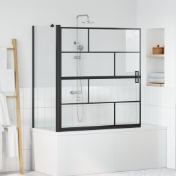 vidaXL Bad Douchescreen Zwart en transparant 116 x 68 x 128 cm