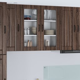 vidaXL Wandglas cabinet LUCCA Bruin eiken 80 x 31 x 80 cm Bewerkt hout