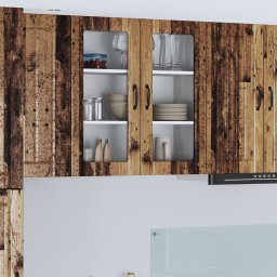 vidaXL Wandglas cabinet LUCCA Oud hout 80 x 31 x 80 cm Bewerkt hout