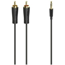 Hama Audiokabel, 3,5-mm-jack-stekker - 2 cinch-stekker, stereo, verg., 1,5 m Mini jack kabel Zwart