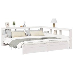 vidaXL Bed met boekenkast zonder matras grenenhout wit 200x200 cm