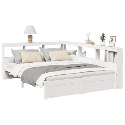 vidaXL Bed met boekenkast zonder matras grenenhout wit 140x200 cm