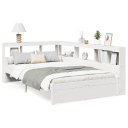 vidaXL Bed met boekenkast zonder matras grenenhout wit 90x190 cm
