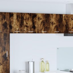 vidaXL Hangkast 2 st Gerookte Eik en Wit Bewerkt hout