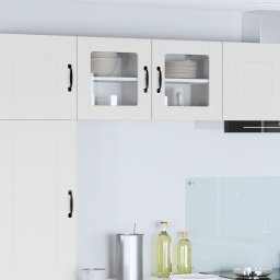 vidaXL Wandglas cabinet LUCCA Wit 40 x 31 x 40 cm Bewerkt hout