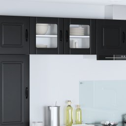 vidaXL Wandglas cabinet LUCCA Zwart 40 x 31 x 40 cm Bewerkt hout