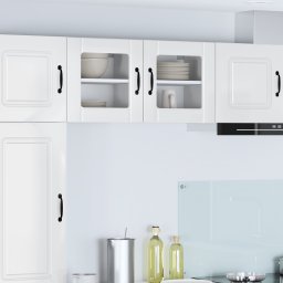 vidaXL Wandglas cabinet LUCCA 2 st Hoogglans Wit Bewerkt hout