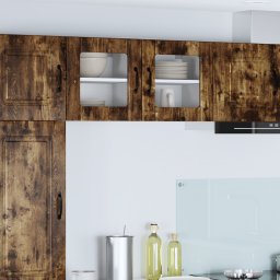 vidaXL Wandglas cabinet LUCCA 2 st Gerookt eiken Bewerkt hout