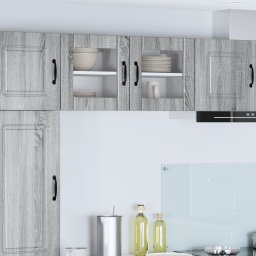 vidaXL Wandglas cabinet LUCCA 2 st Grijs sonoma Bewerkt hout