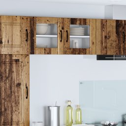vidaXL Wandglas cabinet LUCCA Oud hout 40 x 31 x 40 cm Bewerkt hout