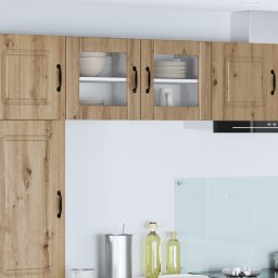 vidaXL Wandglas cabinet LUCCA 2 st Artisanaal eiken Bewerkt hout