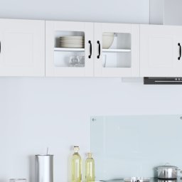 vidaXL Wandglas cabinet LUCCA Wit 80 x 31 x 40 cm Bewerkt hout