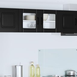 vidaXL Wandglas cabinet LUCCA Zwart 80 x 31 x 40 cm Bewerkt hout