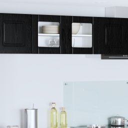 vidaXL Wandglas cabinet LUCCA Zwart eiken 80 x 31 x 40 cm Bewerkt hout