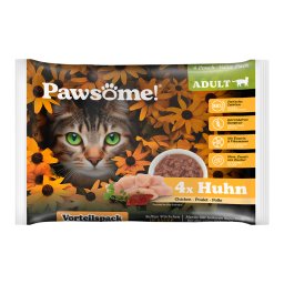 4x85g Pawsome Adult Cat met eend natvoer voor katten