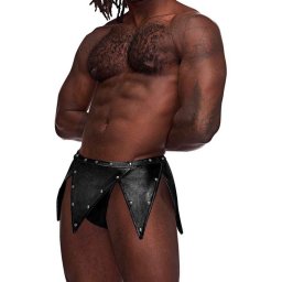 Male Power Eros - Gladiator Kilt Ontwerp met een Bevestigde Thong - L/XL - Zwart