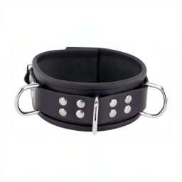 Red Leather Leren Ketting 3 D Ringen - Zwart