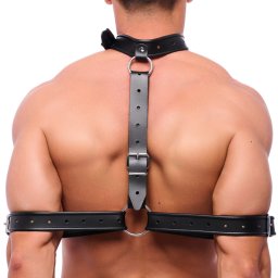 Red Leather Leren Arm Bondage Ketting - Zwart
