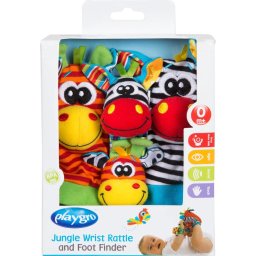 Playgro - Jungle Wrist Rattle And Foot Finder - Pols- En Voetrammelaarset Zebra & Giraf