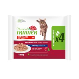 Natural Trainer Adult Natvoer voor Katten - Voordeelpakket: 60 x 85 g Rund