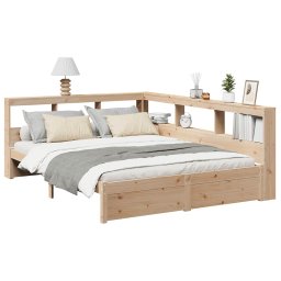 vidaXL Bed met boekenkast zonder matras massief grenenhout 160x200 cm