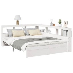 vidaXL Bed met boekenkast zonder matras grenenhout wit 160x200 cm