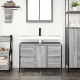 vidaXL Wastafelkast met lades 90x34,5x60 cm grijs Sonoma