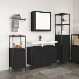 vidaXL Badkamermeubelset 3 st Zwart Eiken 36 x 35 x 165 cm