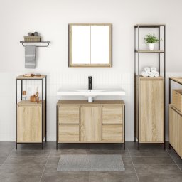 vidaXL Badkamermeubelset 3 st Sonoma Eiken en Zwart 36 x 35 x 165 cm