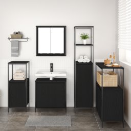 vidaXL Badkamermeubelset 5 st Zwart Eiken 36 x 35 x 165 cm