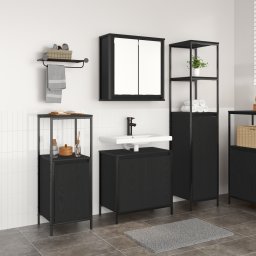 vidaXL Badkamermeubelset 3 st Zwart Eiken 36 x 35 x 165 cm