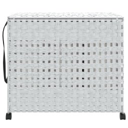 vidaXL Wasmand op wielen 66x35x60 cm rattan wit