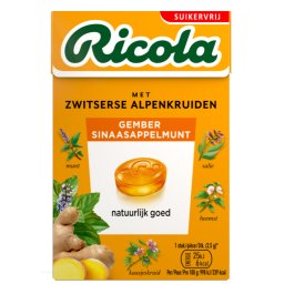 Ricola Gember Sinaasappelmunt Suikervrij Doosje