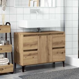 vidaXL Wastafelkast 80x33x60 cm bewerkt hout artisanaal eikenkleur