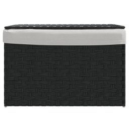 vidaXL Wasmand met deksel 55,5x35x34 cm poly rattan zwart