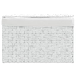 vidaXL Wasmand met deksel 55,5x35x34 cm poly rattan wit