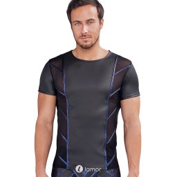 * NEK Mattlook Shirt met Blue-Metallic, NK2162016