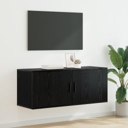 vidaXL Wandgemonteerde TV-kast 100 x 34,5 x 40 cm Zwart Eiken