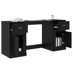 vidaXL Bureau met kast Zwart Eiken Bewerkt hout 154,5 x 50 x 75 cm