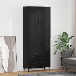 vidaXL Hoge kast met lade 2 pcs Zwart eiken Geengineerd Hout en Glas