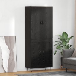 vidaXL Hoge kast 2 stuks Zwart Eiken Geëngineerd hout en glas