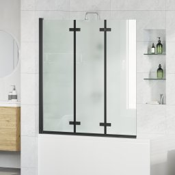 vidaXL Opvouwbare Douchewand Zwart 130 x 138 cm ESG-glas en aluminium