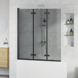 vidaXL Opvouwbare Douchewand Zwart 130 x 138 cm ESG-glas en aluminium