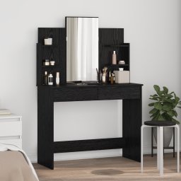 vidaXL Kleedtafel met Spiegel Zwart Eiken 96 x 39 x 142 cm
