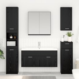 vidaXL Wastafelkast Zwart Eiken Bewerkt hout