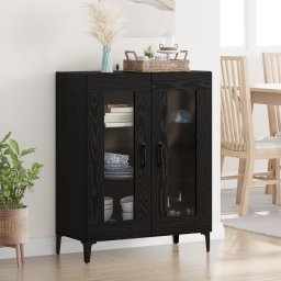 vidaXL Dressoir Zwart Eiken 69,5 x 34 x 90 cm Gemonteerd hout en ijzer